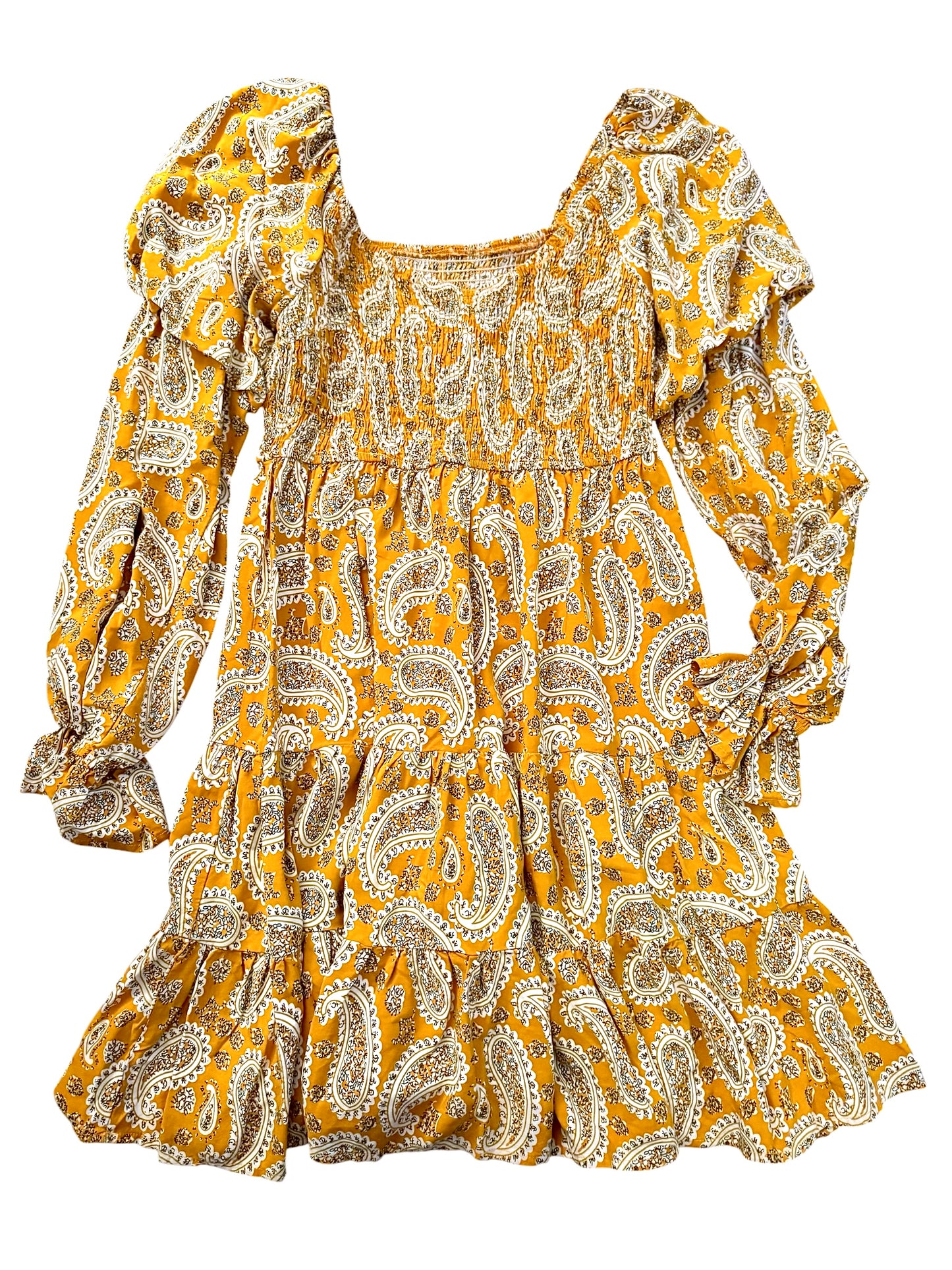 Yellow boho paisley dress sz M