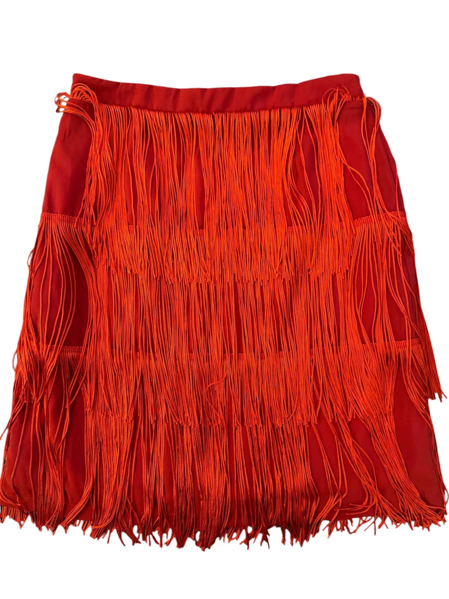 Red fringe mini skirt sz S