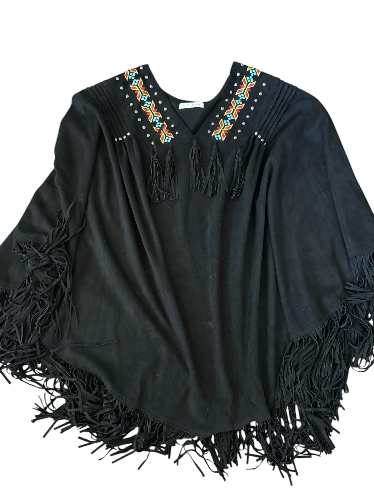 Black faux suede poncho sz S/M