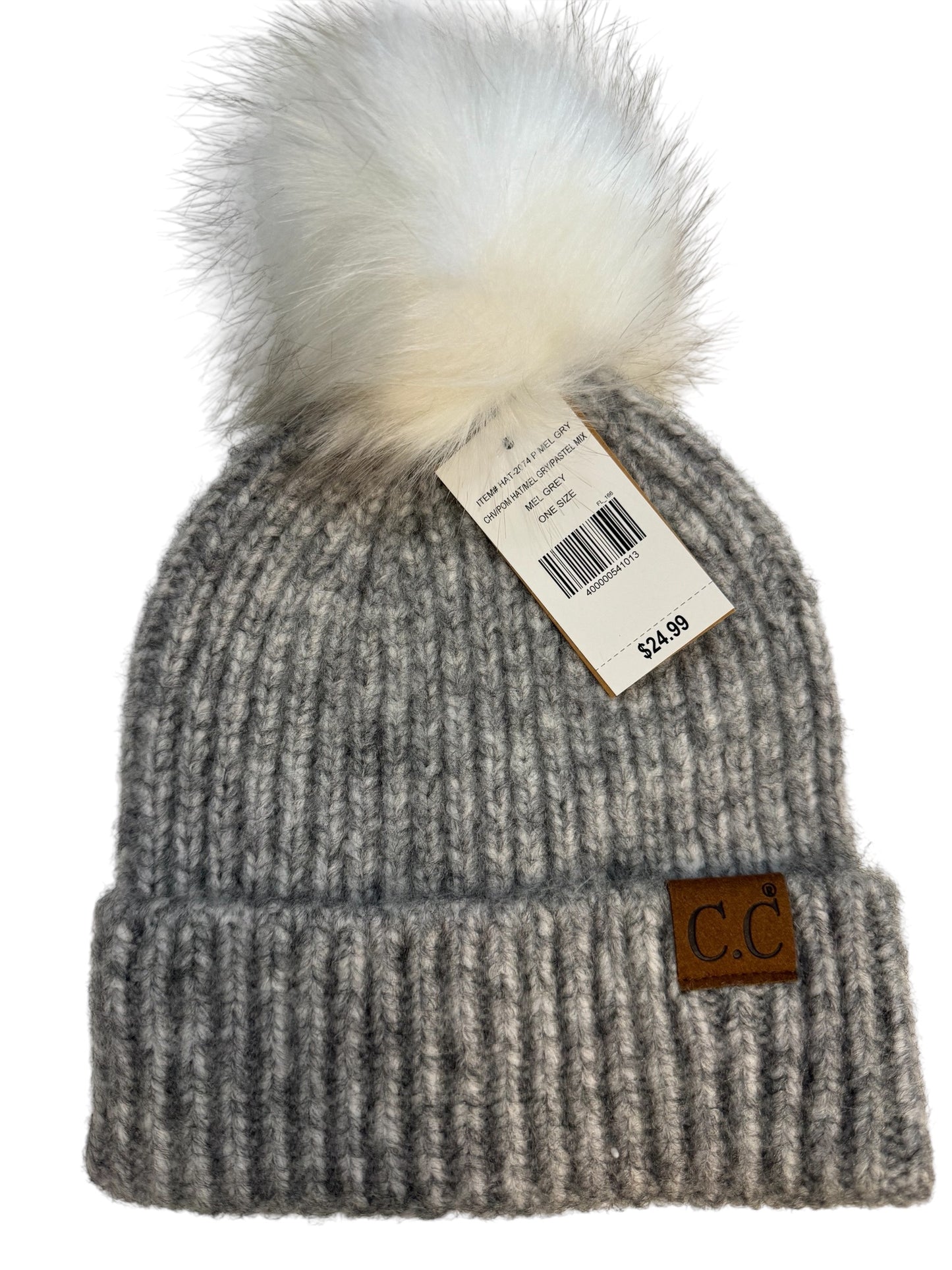 C.C grey pompon hat NEW