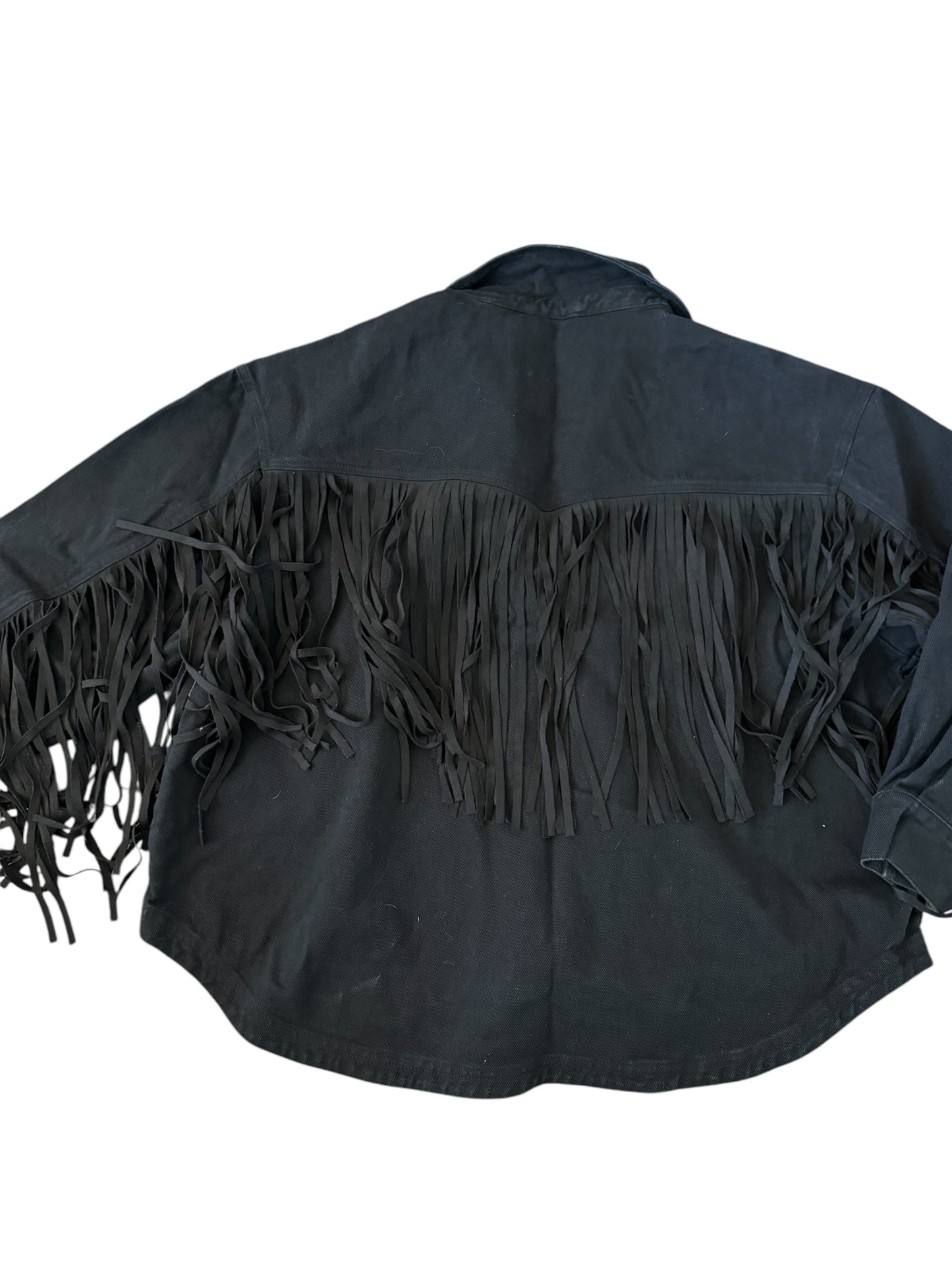 Black denim Fringe Shacket Sz 2XL