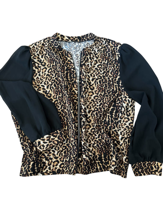 Leopard “bomber” coat sz XL