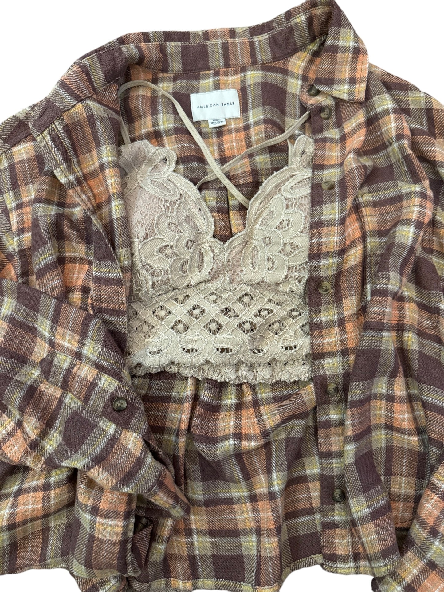 Cropped plaid flannel size M