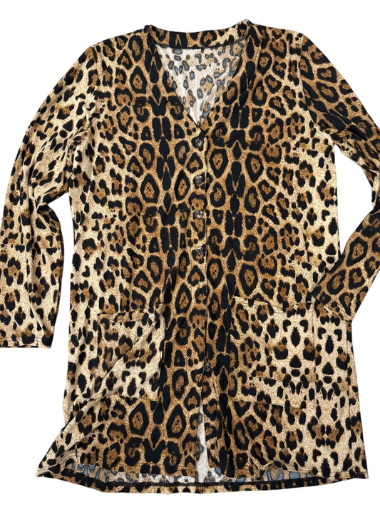 Cheetah print long cardigan s XL