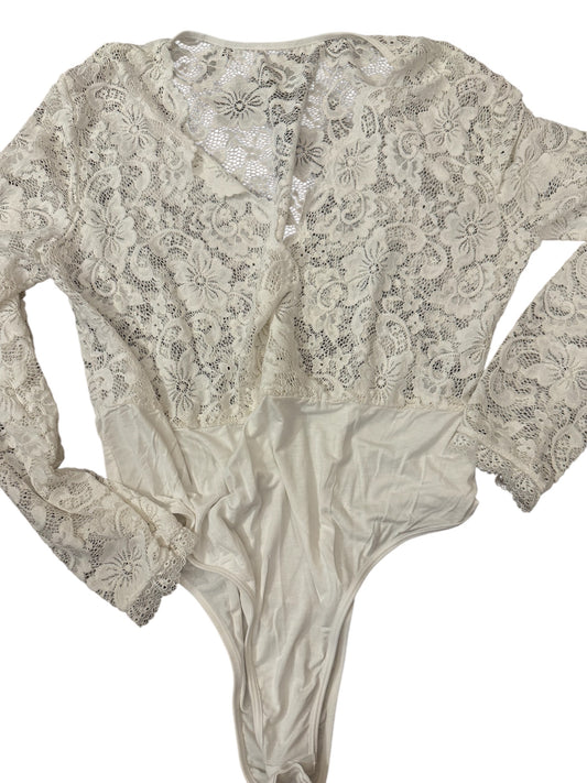 Ivory lace faux wrap bodysuit sz 3XL