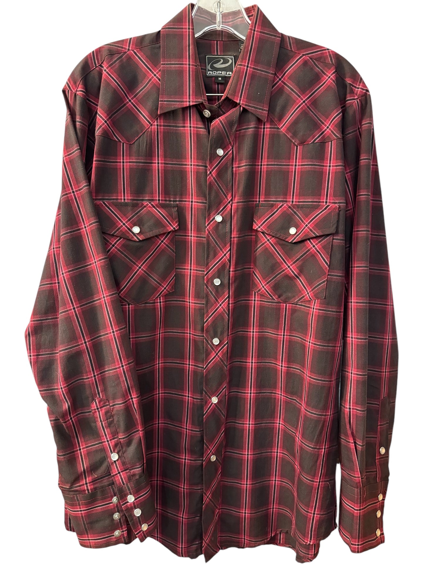 Roper plaid pearl snap sz M mens