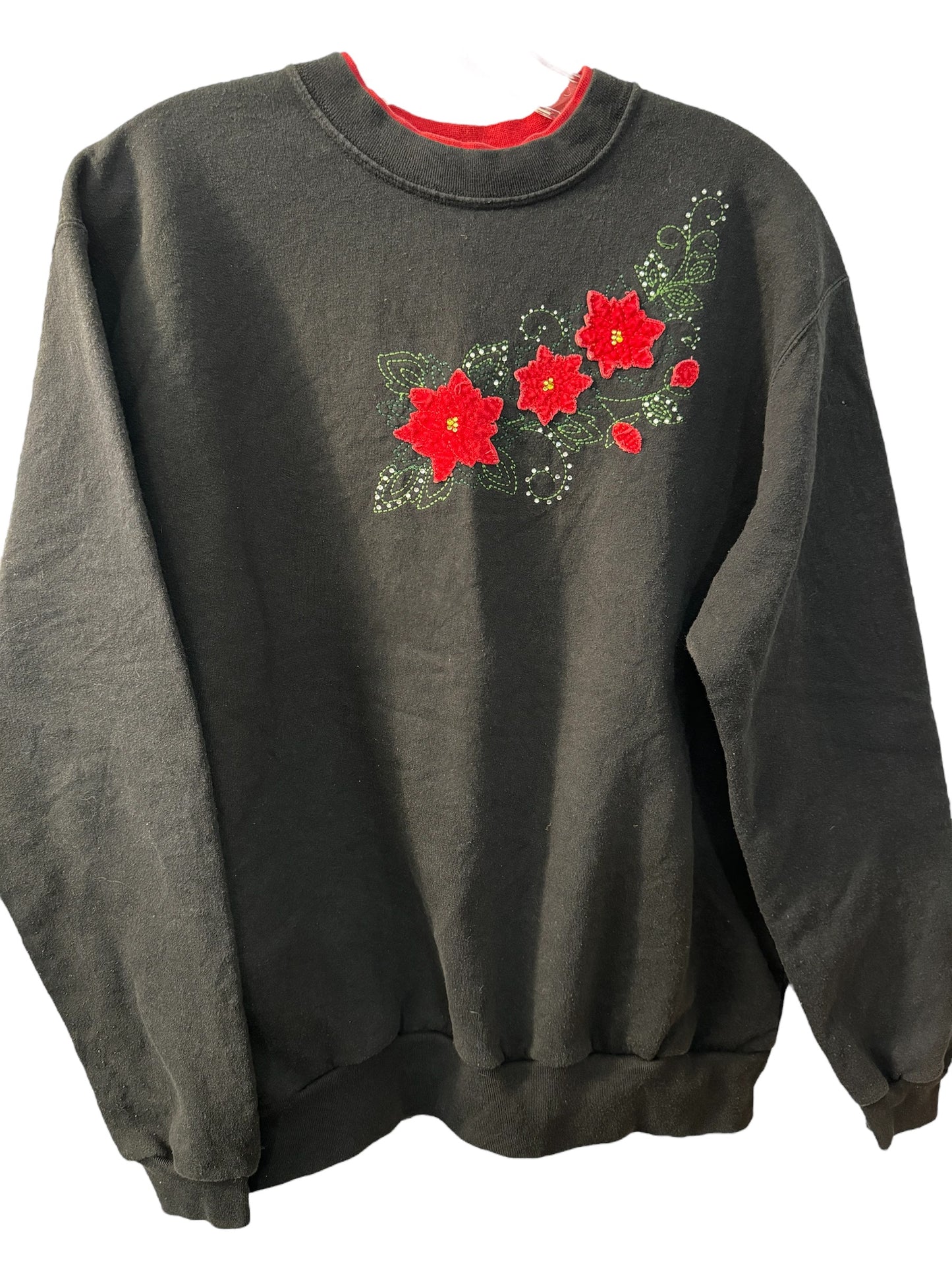 Vtg poinsettia sweatshirt sz M/L