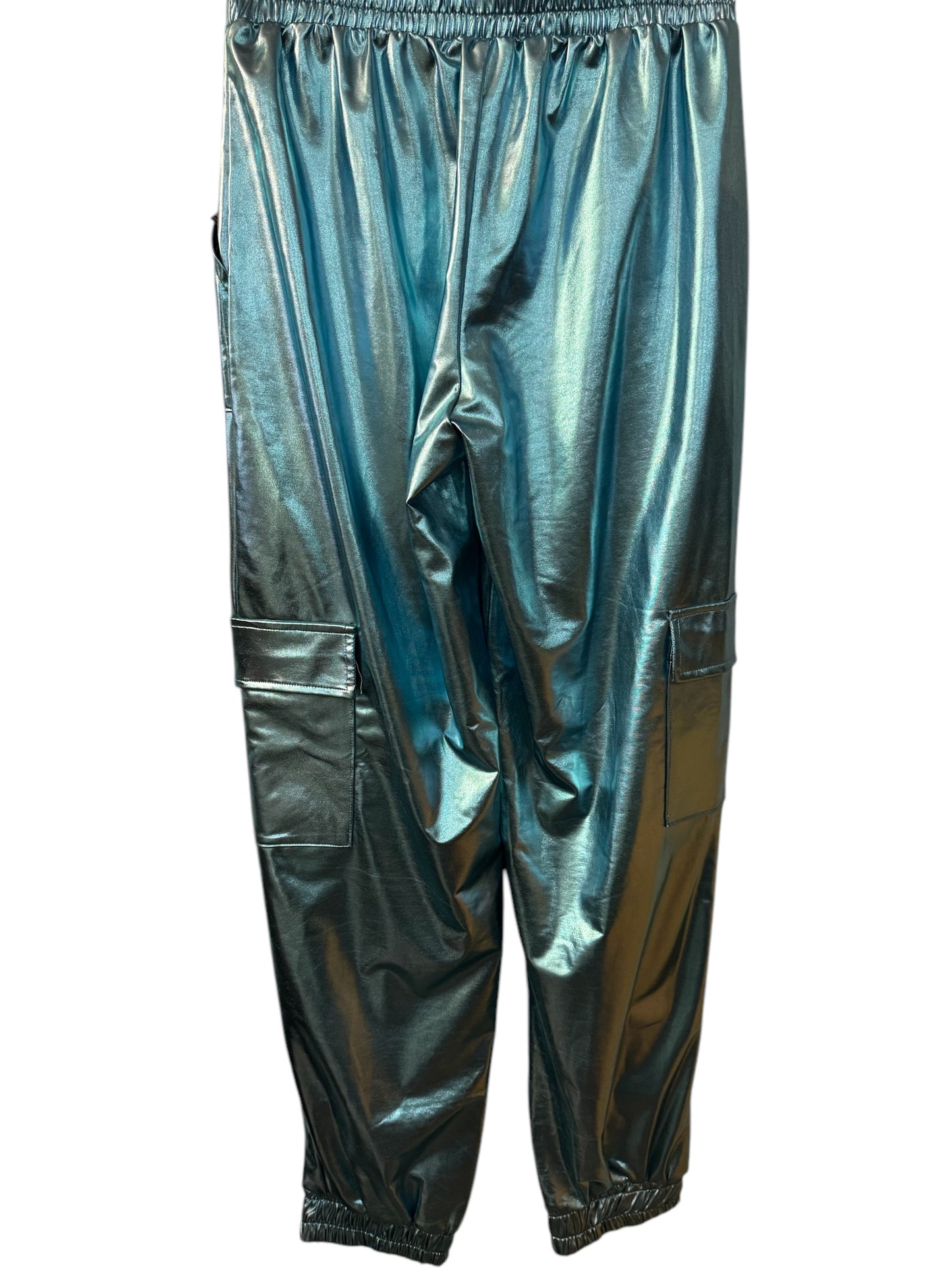 Turq. Metallic joggers NWT Sz S