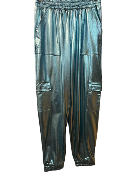 Turq. Metallic joggers NWT Sz S