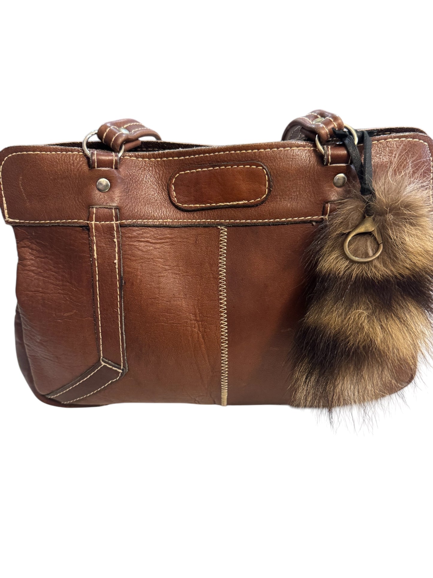 Vintage brown leather w/real fur tail