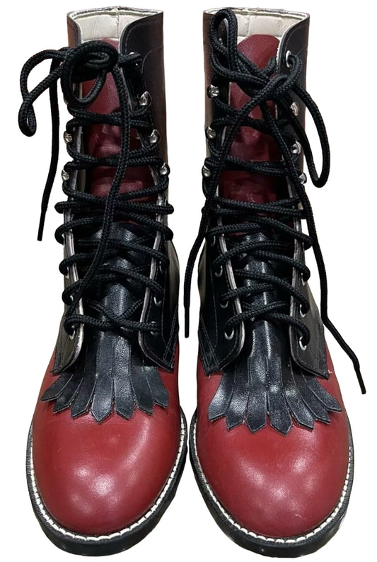 Vintage Laredo Fringe Kiltie Boots Black/Red Leather
Lace-Up Wmns 5.5