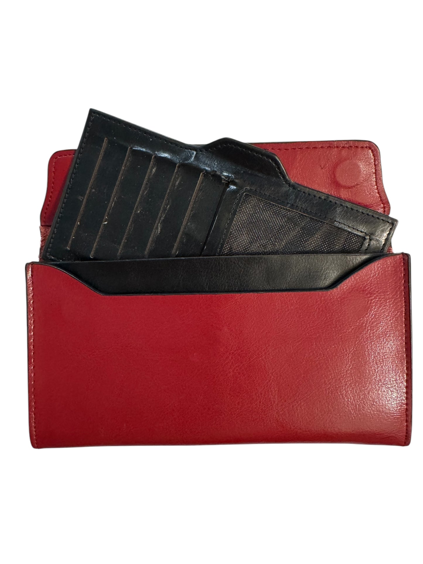 Red leather vintage wallet