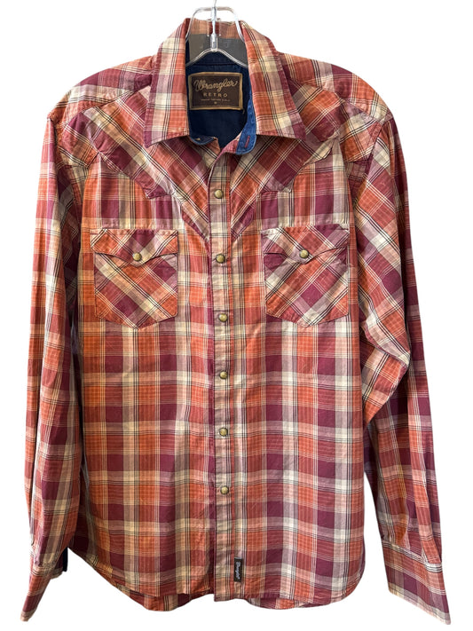 Wangler Retro plaid pearl snap sz M