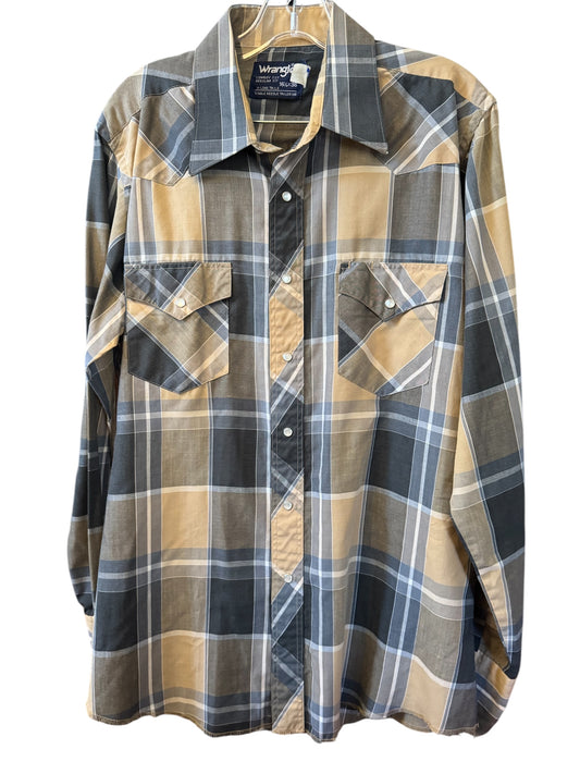 Vtg Wrangler Pearl snap shirt sz L