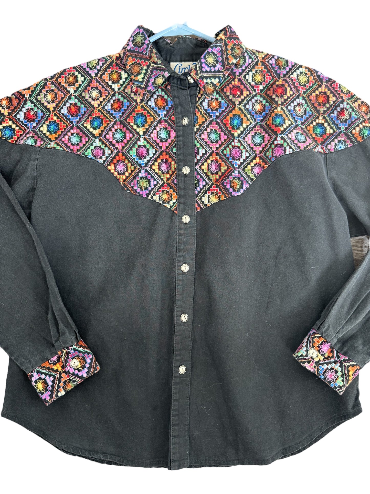 Vintage western shirt with embroidery sz L