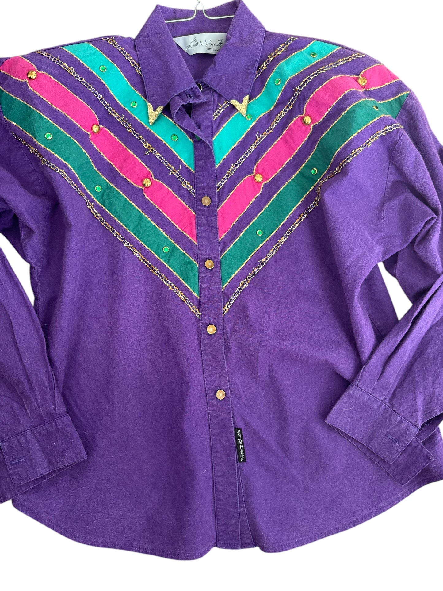 Vintage Western purple shirt sz M