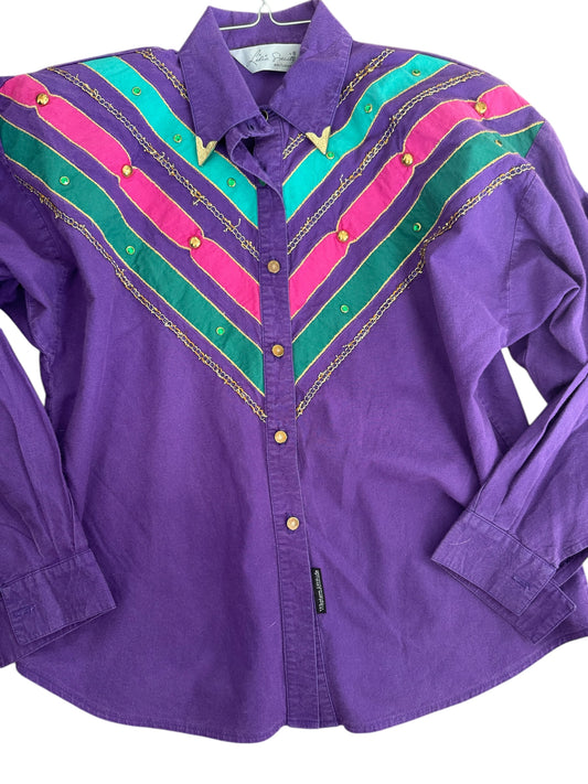 Vintage Western purple shirt sz M