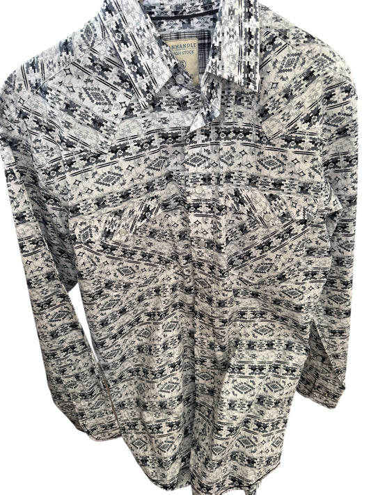 Black&White Aztec Pearl snap sz M