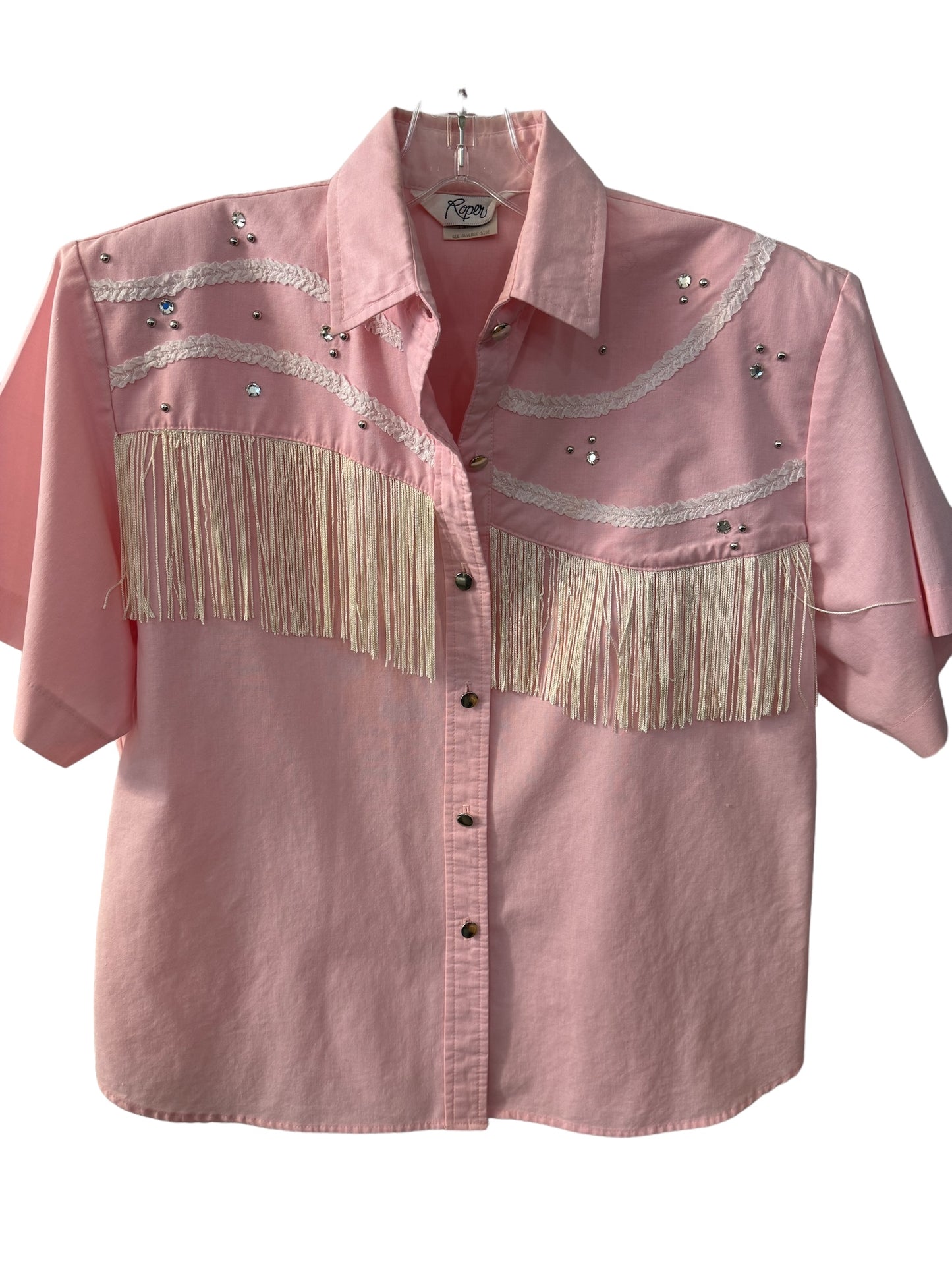 Vintage Roper Pink Fringe Sz 13/14 Button Up