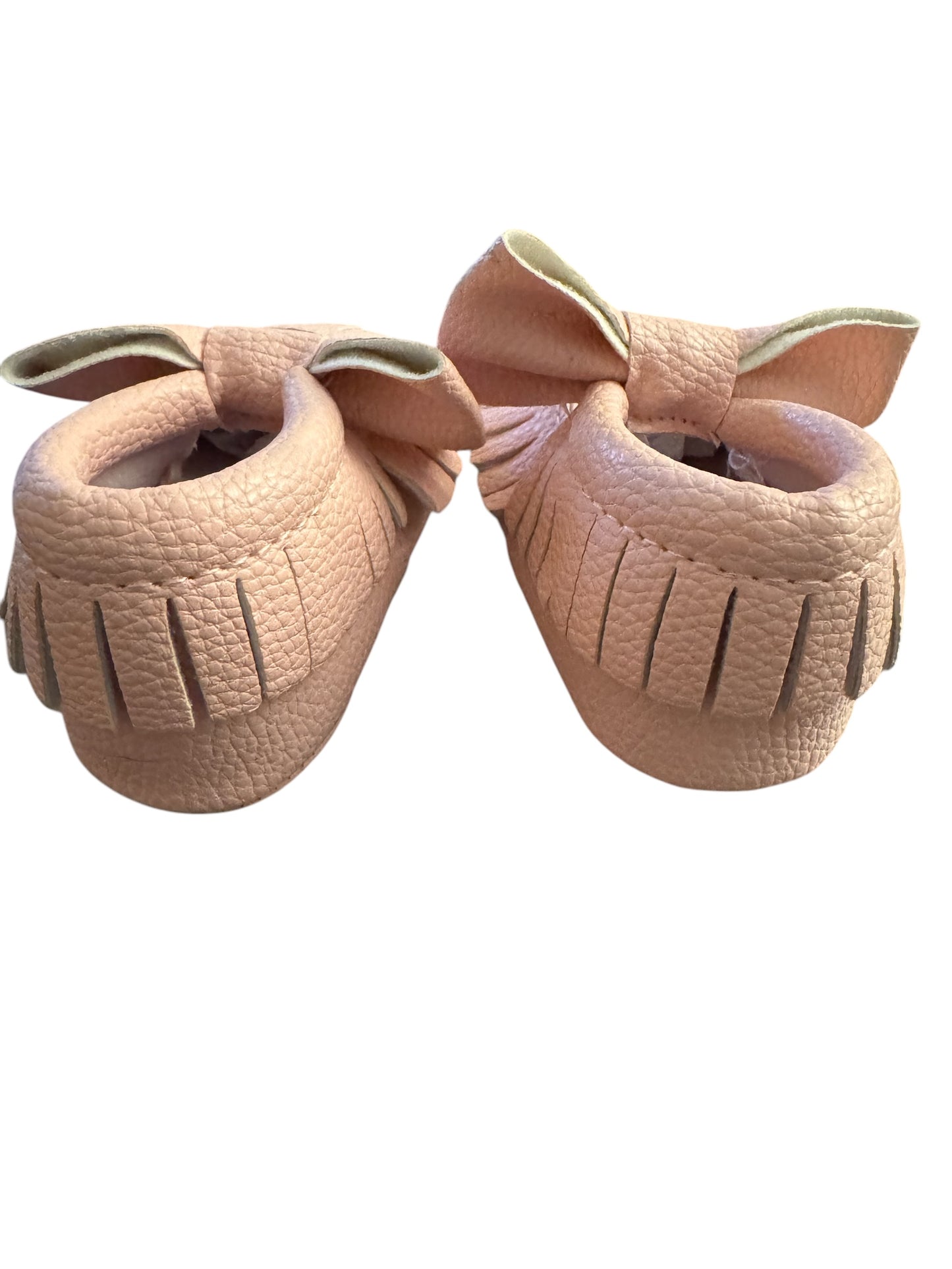 Pink moccasins with bows infant sz 2