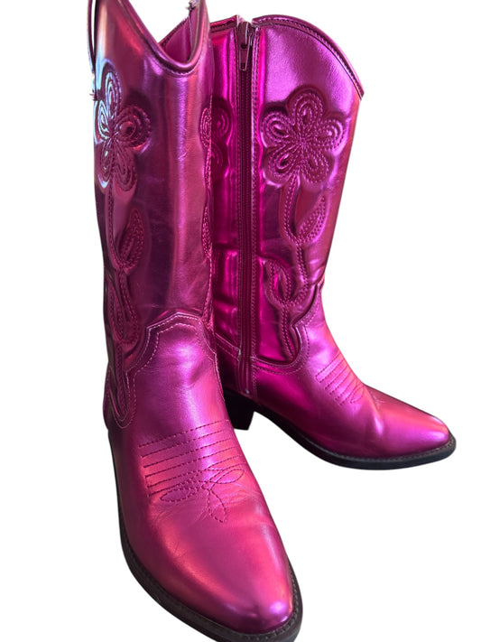 Hot pink metallic boots youth 4