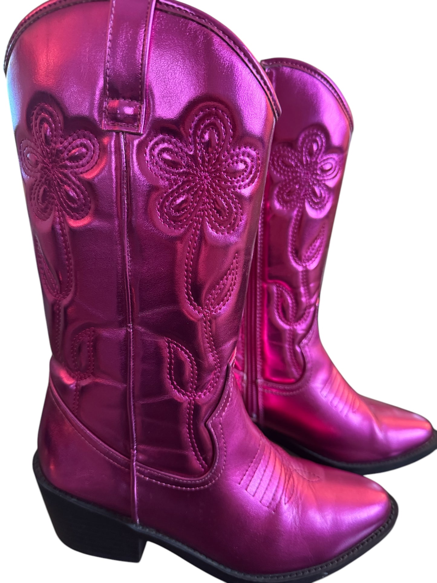 Hot pink metallic boots youth 4