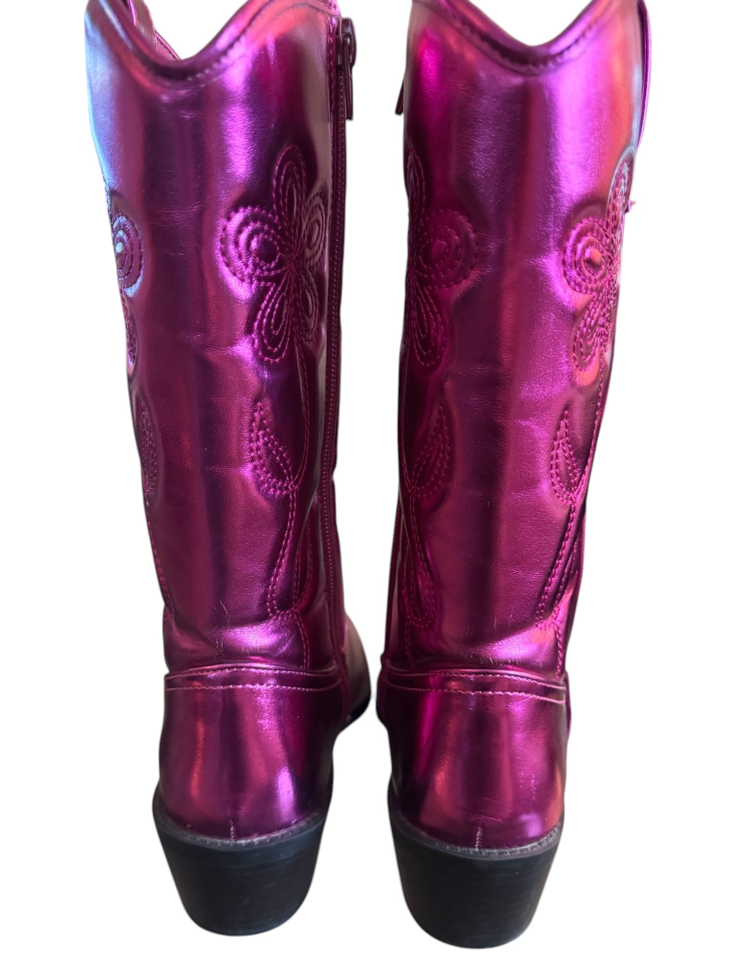 Hot pink metallic boots youth 4