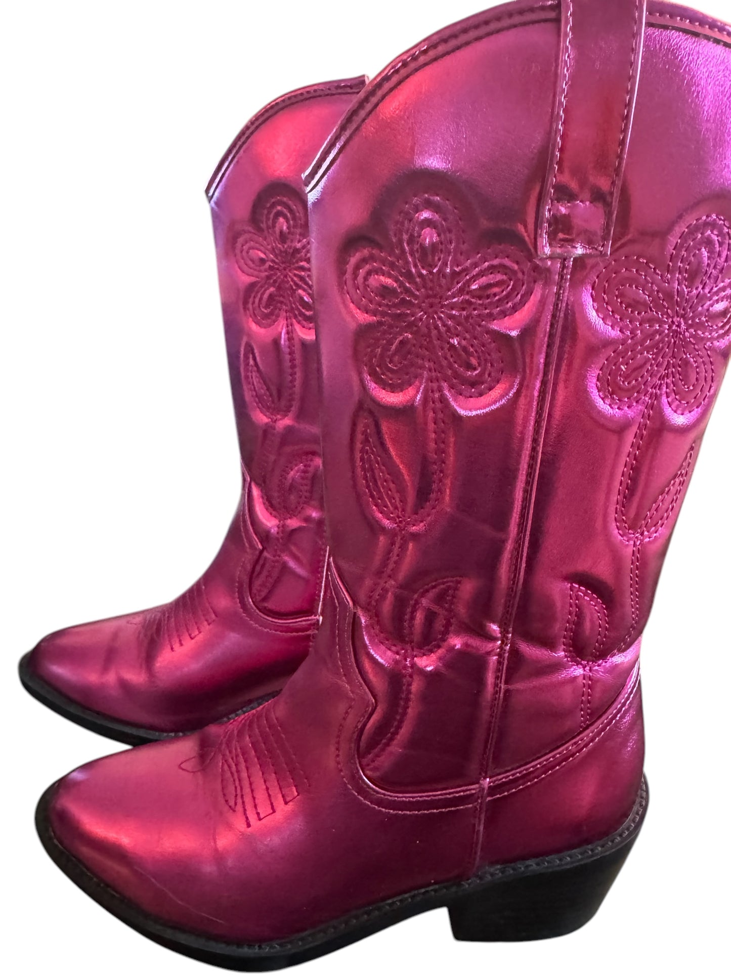 Hot pink metallic boots youth 4