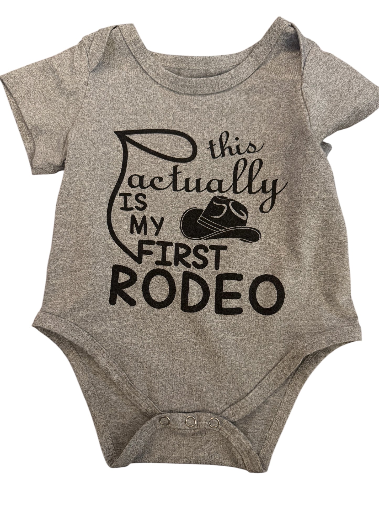 1st Rodeo grey onesie size 6 months