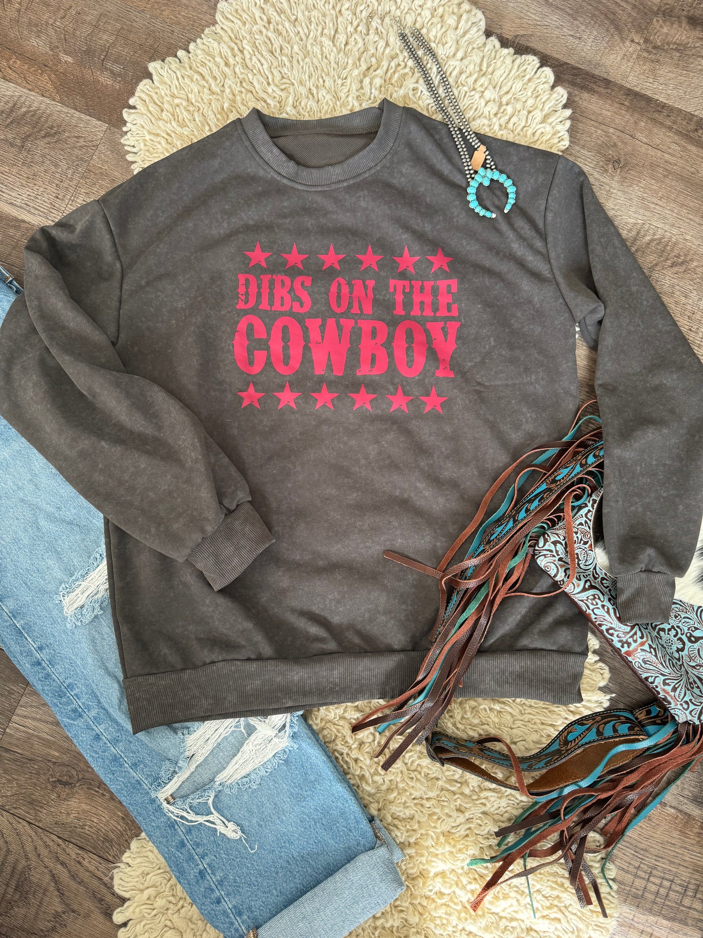 Dibs on the Cowboy sweatshirt sz M