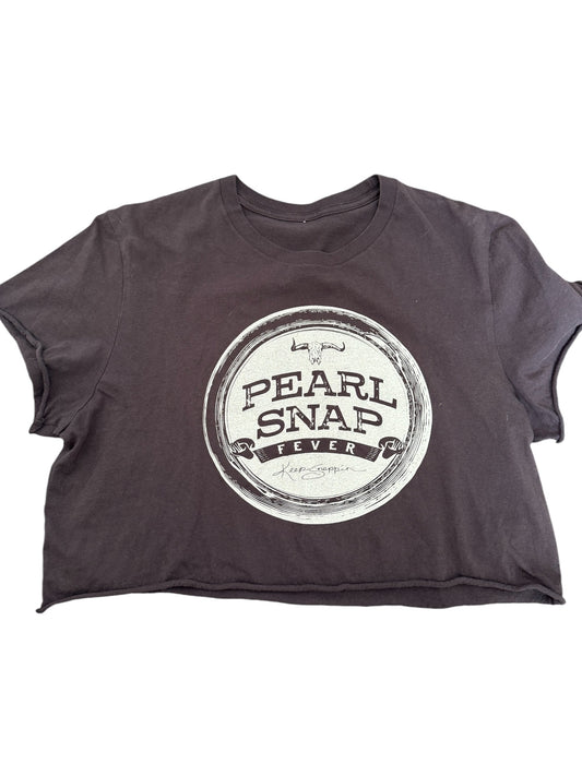 “Pearl Snap Fever” cropped tee sz M