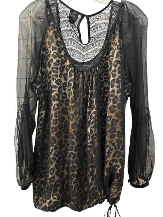 Leopard & lace blouse sz M