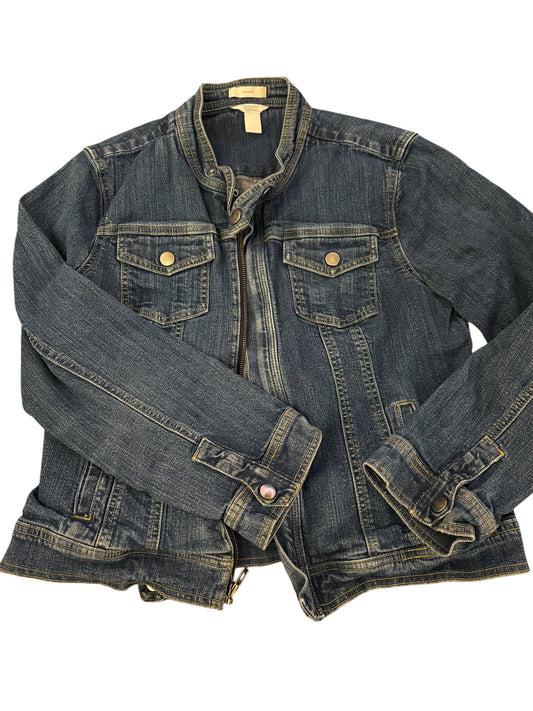 Collarless Jean jacket sz XL