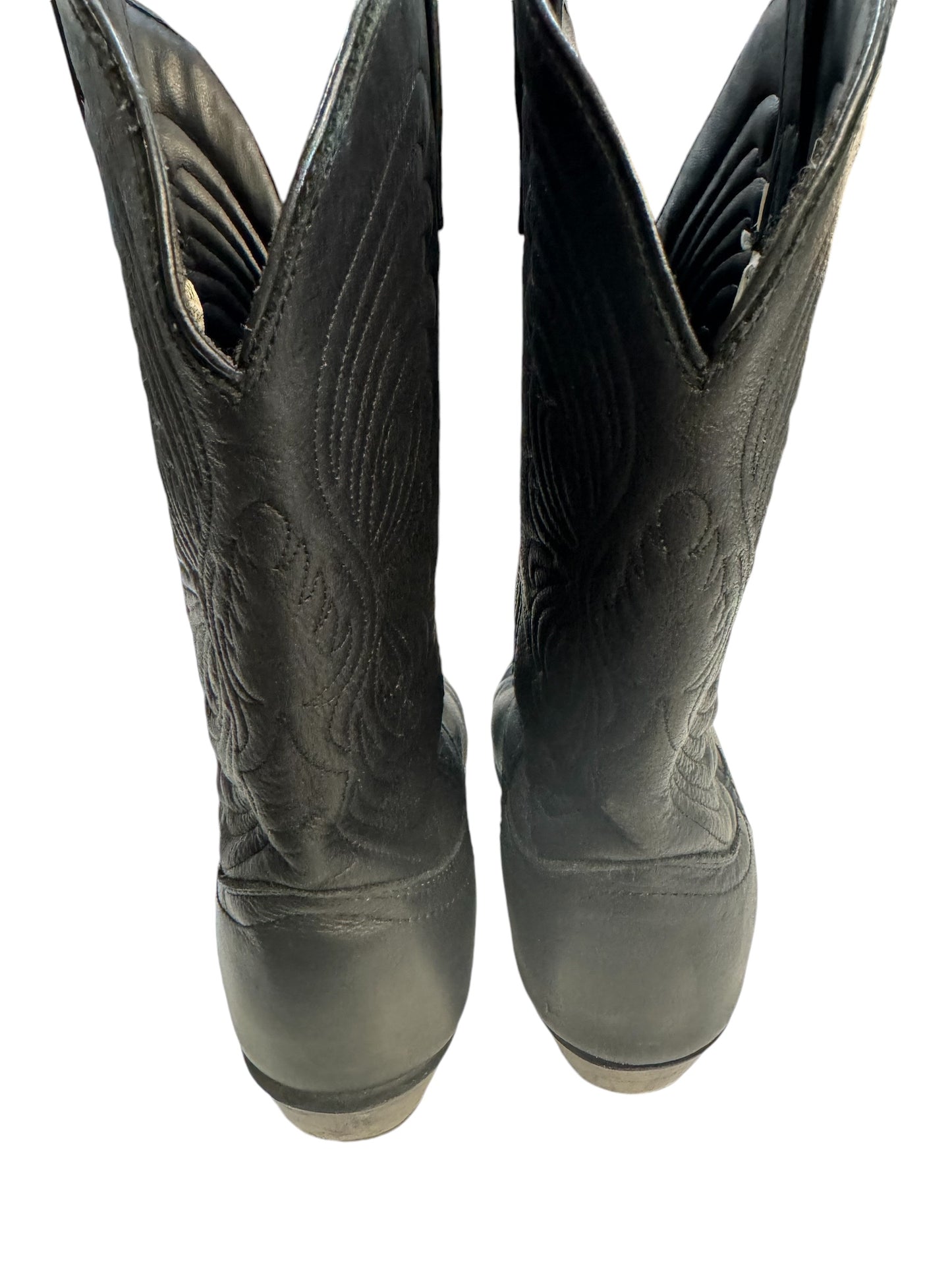 Black boots silver toe sz 10 W