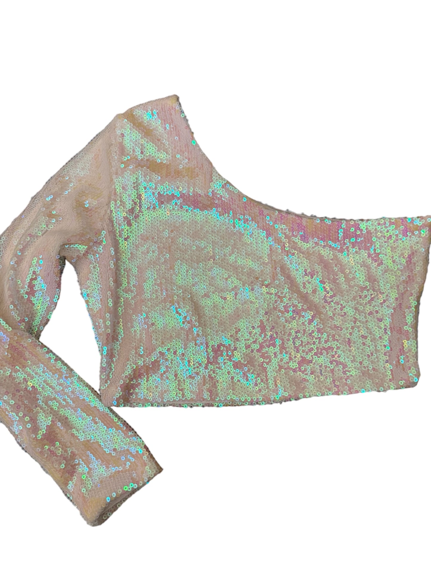 Sequin one-shoulder shirt sz S