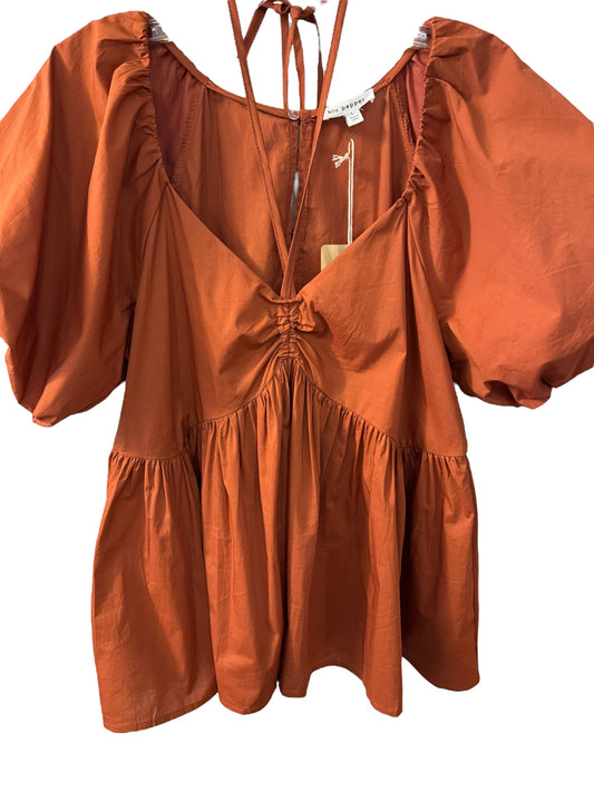 Pumpkin puff sleeve shirt sz L NWT