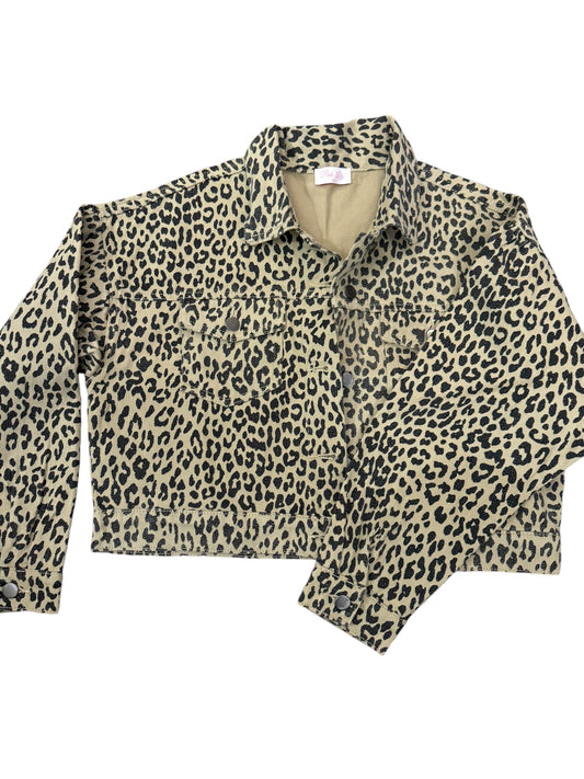 Leopard cropped Jean jkt sz M